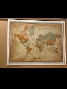 Vintage Push-Pin Adventure/Travel World Map